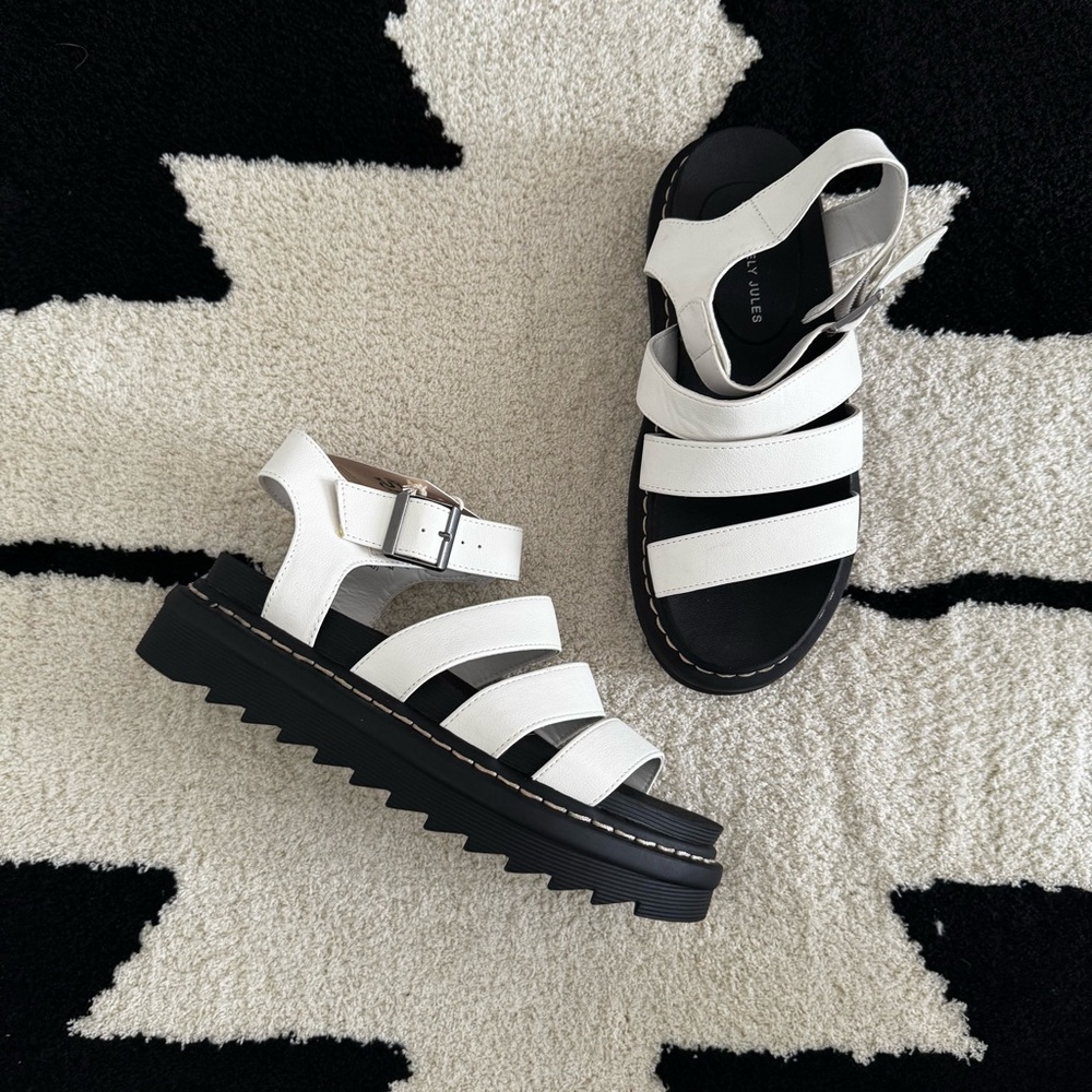 Sincerely Jules Daring Lug black andWhite Sandals